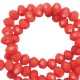 Top Glas Facett Glasschliffperlen 8x6mm rondellen Vintage coral red-pearl shine coating